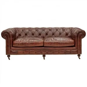 Kensington Aged Leather Chesterfield Sofa, 3 Seater, Vintage Brown by Affinity Furniture, a Sofas for sale on Style Sourcebook