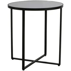 Tayla Glass Top Metal Round Side Table, Black by Hudson Living, a Side Table for sale on Style Sourcebook
