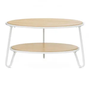Macy Wood & Stainless Steel Round Coffee Table, 73.5cm, Light Oak / White by FLH, a Coffee Table for sale on Style Sourcebook