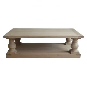 Balustrade Oak Timber Coffee Table, 150cm, Weathered Oak by Manoir Chene, a Coffee Table for sale on Style Sourcebook
