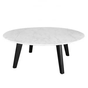 Hansel Round Marble Top Coffee Table, 100cm, White / Black by Conception Living, a Coffee Table for sale on Style Sourcebook