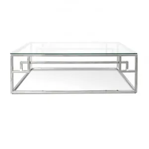 Mackerel Glass & Stainless Steel Coffee Table, 120cm, Silver by Conception Living, a Coffee Table for sale on Style Sourcebook