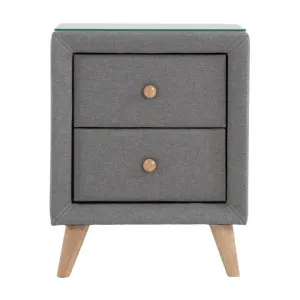 Sorrento Cambric Fabric Bedside Table, Grey by Everblooming, a Bedside Tables for sale on Style Sourcebook