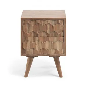 Ilyssa Carved Acacia Timber Bedside Table by El Diseno, a Bedside Tables for sale on Style Sourcebook