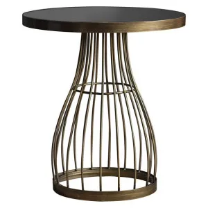 Paddy Metal Round Side Table, Black / Antique Brass by Hudson Living, a Side Table for sale on Style Sourcebook