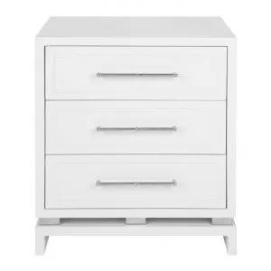 Pearl 3 Drawer Bedside Table, White by Cozy Lighting & Living, a Bedside Tables for sale on Style Sourcebook