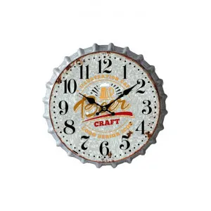 Retro Tin Bottole Cap Wall Clock, 33cm, Beer Craft by Mr Gecko, a Clocks for sale on Style Sourcebook