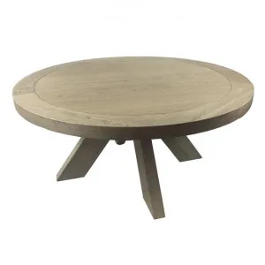 Hilaire Oak Timber Round Coffee Table, 90cm, Weathered Oak by Manoir Chene, a Coffee Table for sale on Style Sourcebook