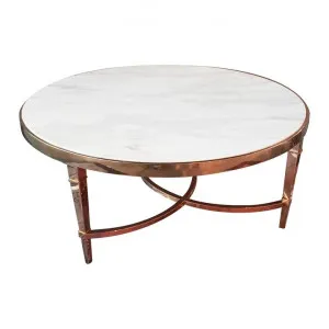 Mary Marble Topped Metal Round Coffee Table, 102cm by Boerio Furniture, a Coffee Table for sale on Style Sourcebook