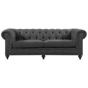 Chanster Fabric Chesterfield Sofa, 3 Seater, Dark Grey by Brighton Home, a Sofas for sale on Style Sourcebook