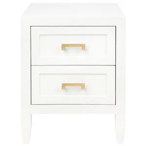 Soloman Bedside Table, Small, Satin White by Cozy Lighting & Living, a Bedside Tables for sale on Style Sourcebook