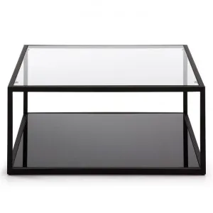 Clipstone Glass Topped Steel Square Coffee Table, 80cm, Black by El Diseno, a Coffee Table for sale on Style Sourcebook