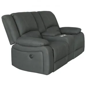 Oberon Rhino Fabric Electric Recliner Sofa, 2 Seater, Jet by Dodicci, a Sofas for sale on Style Sourcebook