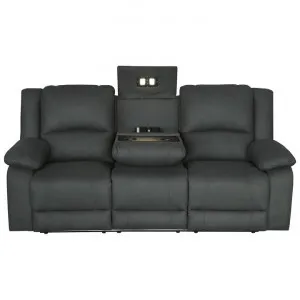 Oberon Rhino Fabric Electric Recliner Sofa, 3 Seater, Jet by Dodicci, a Sofas for sale on Style Sourcebook