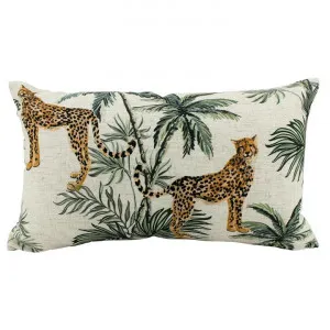 Cheetah Duo Doubled Sided Linen Lumbar Cushion by NF Living, a Cushions, Decorative Pillows for sale on Style Sourcebook