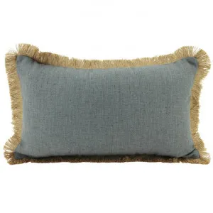 Farra Fringed Linen Lumbar Cushion, Dark Grey by NF Living, a Cushions, Decorative Pillows for sale on Style Sourcebook