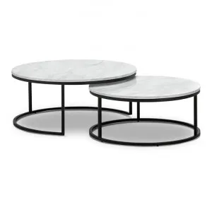 Khloe 2 Piece Cultured Marble & Stainless Steel Round Nesting Coffee Table Set, 95cm by FLH, a Coffee Table for sale on Style Sourcebook