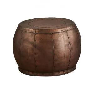 Omega Riveted Iron Round Side Table, Antique Copper by Zaffero, a Side Table for sale on Style Sourcebook