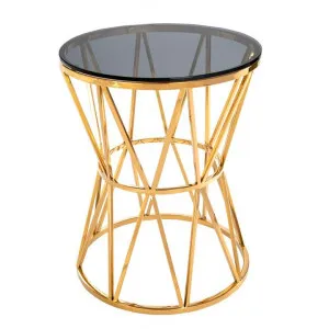 Maximus Glass Topped Stainless Steel Side Table by Ambrosia Furniture Co., a Side Table for sale on Style Sourcebook