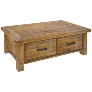 Serafin Rustic Pine Timber 4 Drawer Coffee Table, 140cm by Dodicci, a Coffee Table for sale on Style Sourcebook