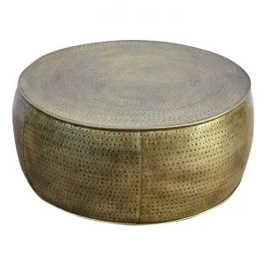 Zoumi Hammered Iron Round Coffee Table, 95cm, Antique Brass by Philbee Interiors, a Coffee Table for sale on Style Sourcebook