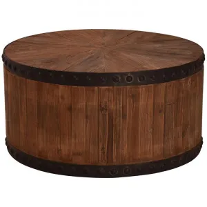 Blackburn Parquet Elm Timber Round Coffee Table, 80cm by Affinity Furniture, a Coffee Table for sale on Style Sourcebook