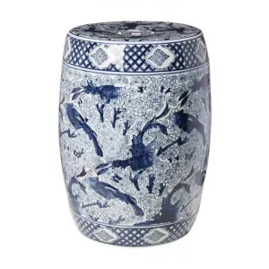 Lanyuan Ceramic Drum Stool / Side Table by Florabelle, a Side Table for sale on Style Sourcebook