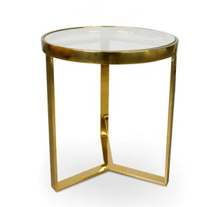 Madeline Glass & Stainless Steel Round Side Table by Conception Living, a Side Table for sale on Style Sourcebook