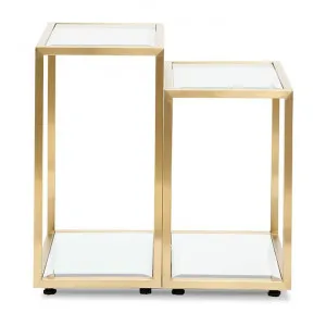 Miga 2 Piece Glass & Metal Side Table Set by Conception Living, a Side Table for sale on Style Sourcebook