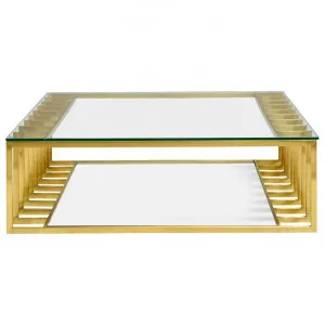 Kista Glass & Stainless Steel Coffee Table, 130cm by Conception Living, a Coffee Table for sale on Style Sourcebook