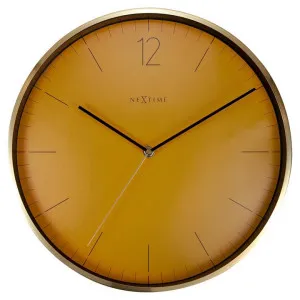 Nextime Essential Metal Frame Round Wall Clock, 34cm, Orange / Gold by NexTime, a Clocks for sale on Style Sourcebook