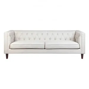 Tuxedo Tufted Fabric Sofa, 3 Seater, Oatmeal by Cozy Lighting & Living, a Sofas for sale on Style Sourcebook