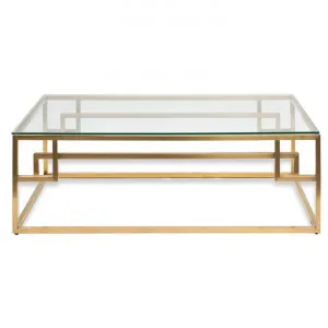 Mackerel Glass & Stainless Steel Coffee Table, 120cm, Gold by Conception Living, a Coffee Table for sale on Style Sourcebook