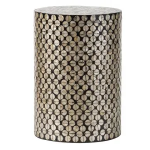 Copacabana Seashell Inlay Round Accent Stool / Side Table by Philuxe Home, a Side Table for sale on Style Sourcebook