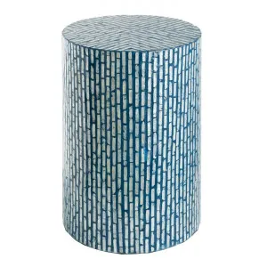 Gaidel Seashell Inlay Round Accent Stool / Side Table by Philbee Interiors, a Side Table for sale on Style Sourcebook
