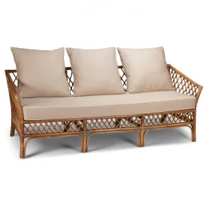 Charlotte Rattan Sofa, 3 Seater, Antique Brown / Tan by Room and Co., a Sofas for sale on Style Sourcebook