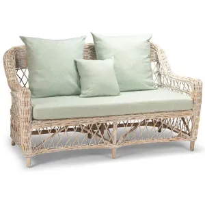 Nassau Rattan Sofa, 2 Seater, White Wash / Seafoam by Room and Co., a Sofas for sale on Style Sourcebook