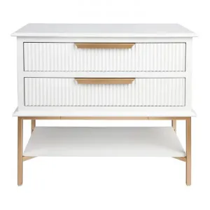 Aimee Bedside Table, Large, White / Gold by Cozy Lighting & Living, a Bedside Tables for sale on Style Sourcebook