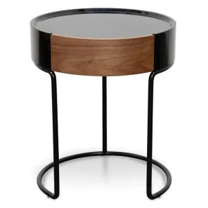 Nina Round Side Table, Black / Walnut by Conception Living, a Side Table for sale on Style Sourcebook