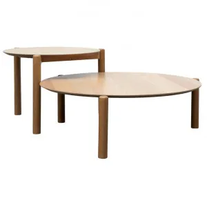 Hofman 2 Piece Oak Timber Round Coffee Table Set, 90/60cm, Natural by Conception Living, a Coffee Table for sale on Style Sourcebook