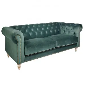 Kendal Velvet Fabric Chesterfield Sofa, 3 Seater, Green by Affinity Furniture, a Sofas for sale on Style Sourcebook