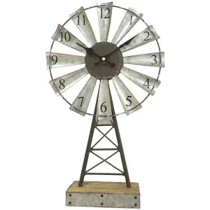 Bram Windmill Metal Table Clock by Want GiftWare, a Clocks for sale on Style Sourcebook