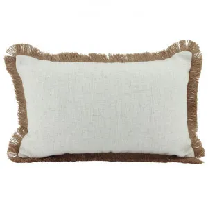 Farra Fringed Linen Lumbar Cushion, Beige by NF Living, a Cushions, Decorative Pillows for sale on Style Sourcebook