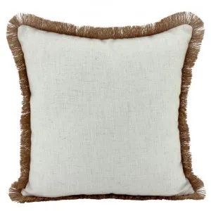 Farra Fringed Linen Scatter Cushion, Beige by NF Living, a Cushions, Decorative Pillows for sale on Style Sourcebook