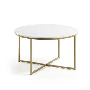 Mckee Marble Topped Steel Round Coffee Table, 80cm by El Diseno, a Coffee Table for sale on Style Sourcebook