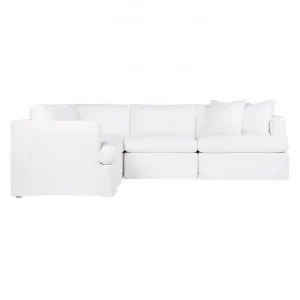 Birkshire Fabric Slip Cover Modular Corner Sofa, 2 Seater with LHF Armchair, White by Cozy Lighting & Living, a Sofas for sale on Style Sourcebook