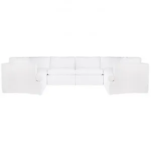 Birkshire Fabric Slip Cover Modular U-shape Sofa, 4 Seater, White by Cozy Lighting & Living, a Sofas for sale on Style Sourcebook