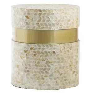 Cancun Seashell Inlay Round Accent Stool / Side Table by Philuxe Home, a Side Table for sale on Style Sourcebook