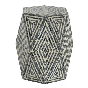Oblique Seashell Inlay Accent Stool / Side Table by Philuxe Home, a Side Table for sale on Style Sourcebook