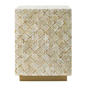 Haymen Seashell Inlay Square Accent Stool / Side Table by Philuxe Home, a Side Table for sale on Style Sourcebook